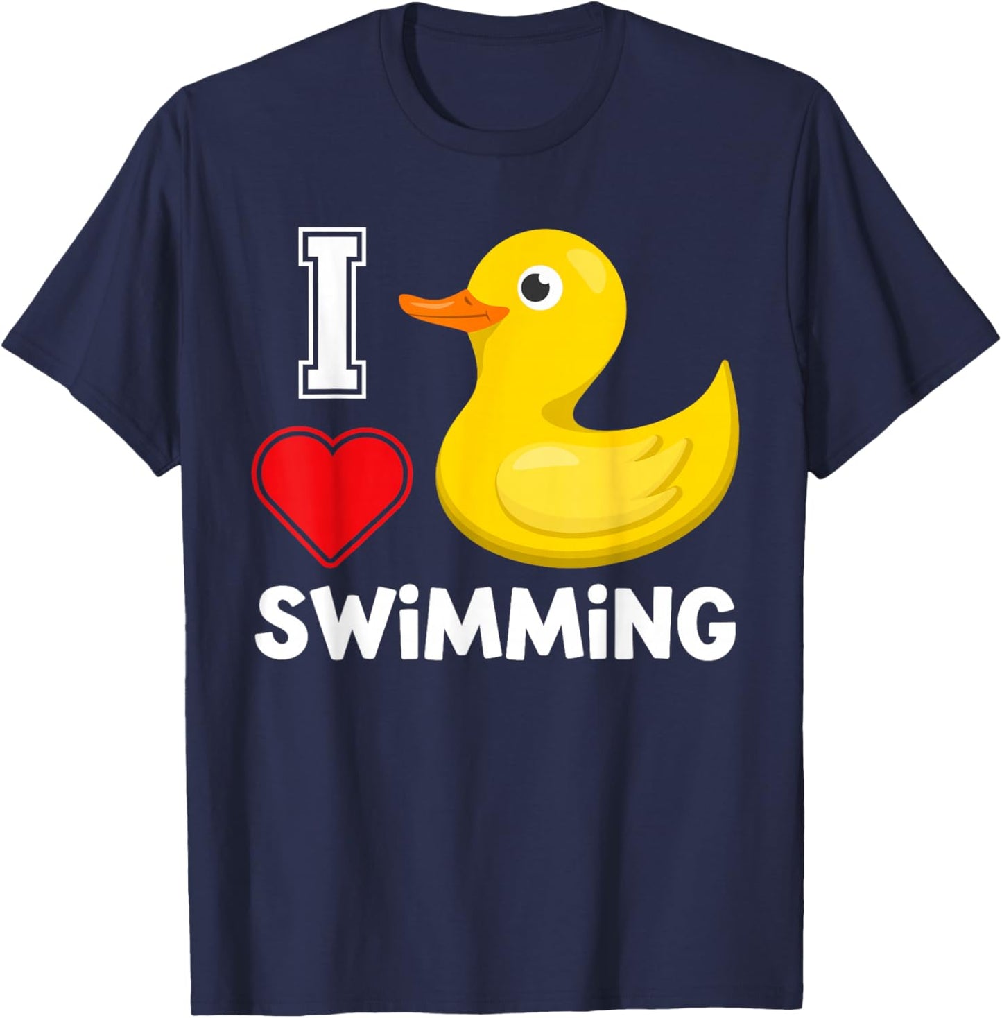 Swim Shirts For Boys Girls, Funny I Love Swimming Duck T-Shirt - T-Shirt | Navy