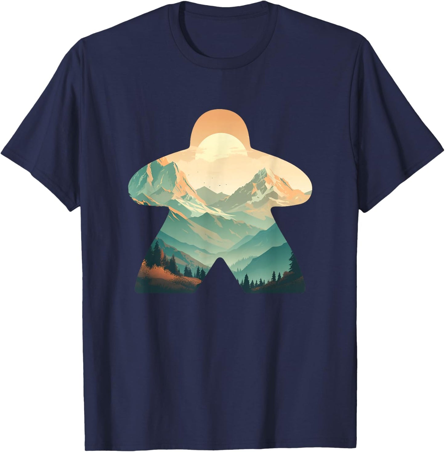 Meeple Nature Forest Adventure Tabletop Mountain Meeple T-Shirt - T-Shirt | Navy