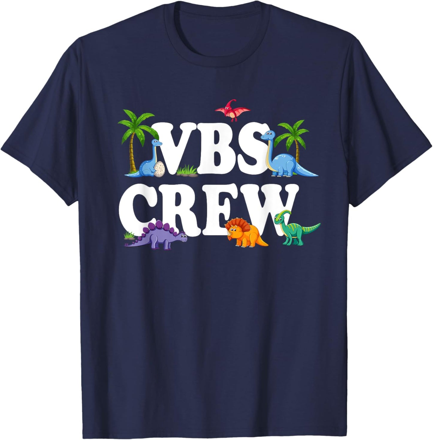 VBS Crew 2025 Vacation Bible School Dinosaur T-Shirt - T-Shirt | Navy