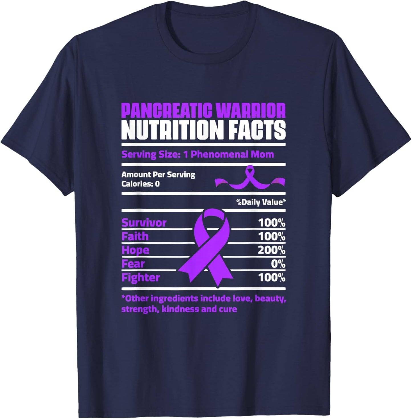 Pancreatic Cancer Nutrition Facts Pancreas Survivor Mom T-Shirt - T-Shirt | Navy