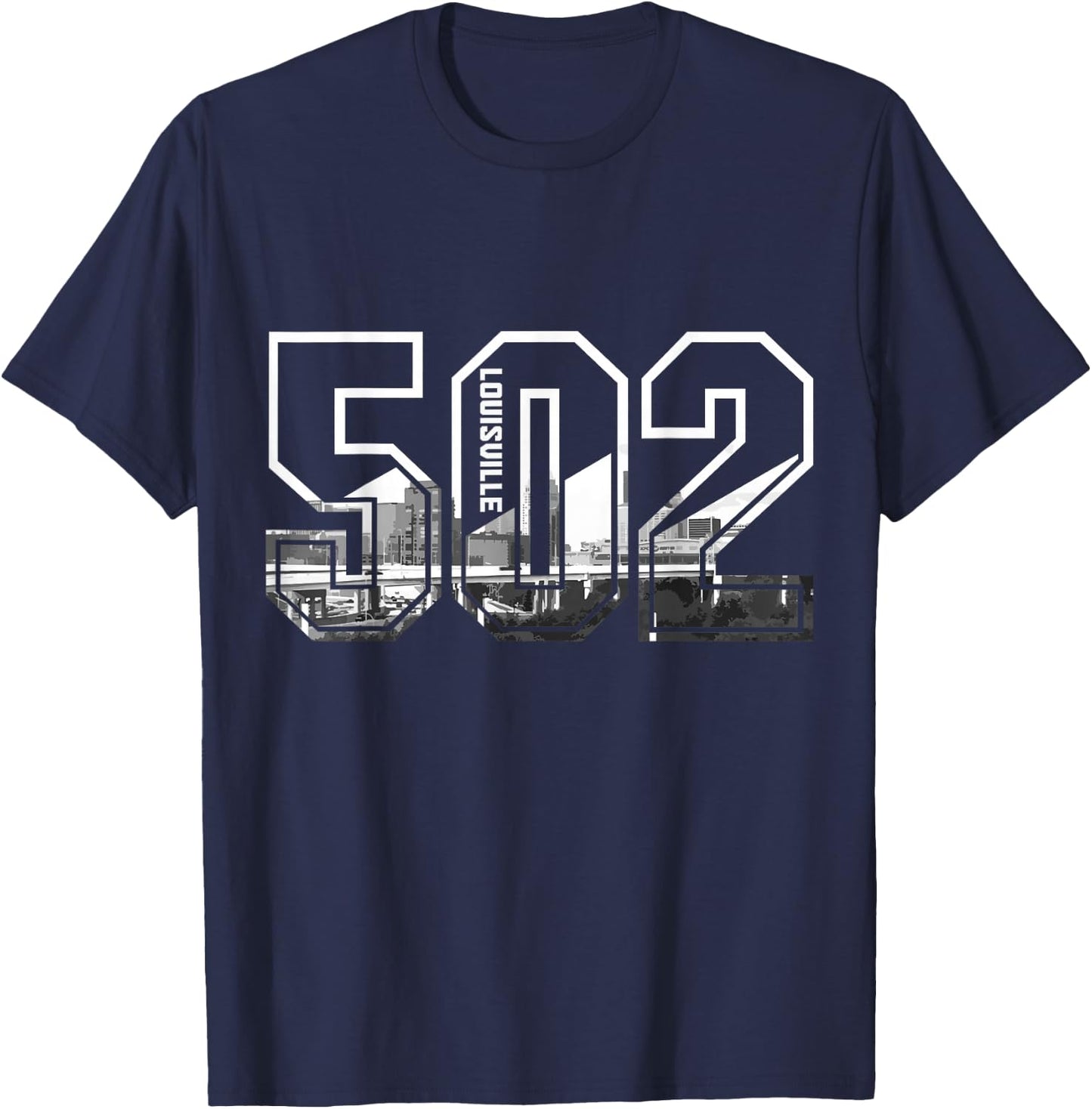 502 Area Code Pride Louisville Kentucky Skyline Vintage T-Shirt - T-Shirt | Navy
