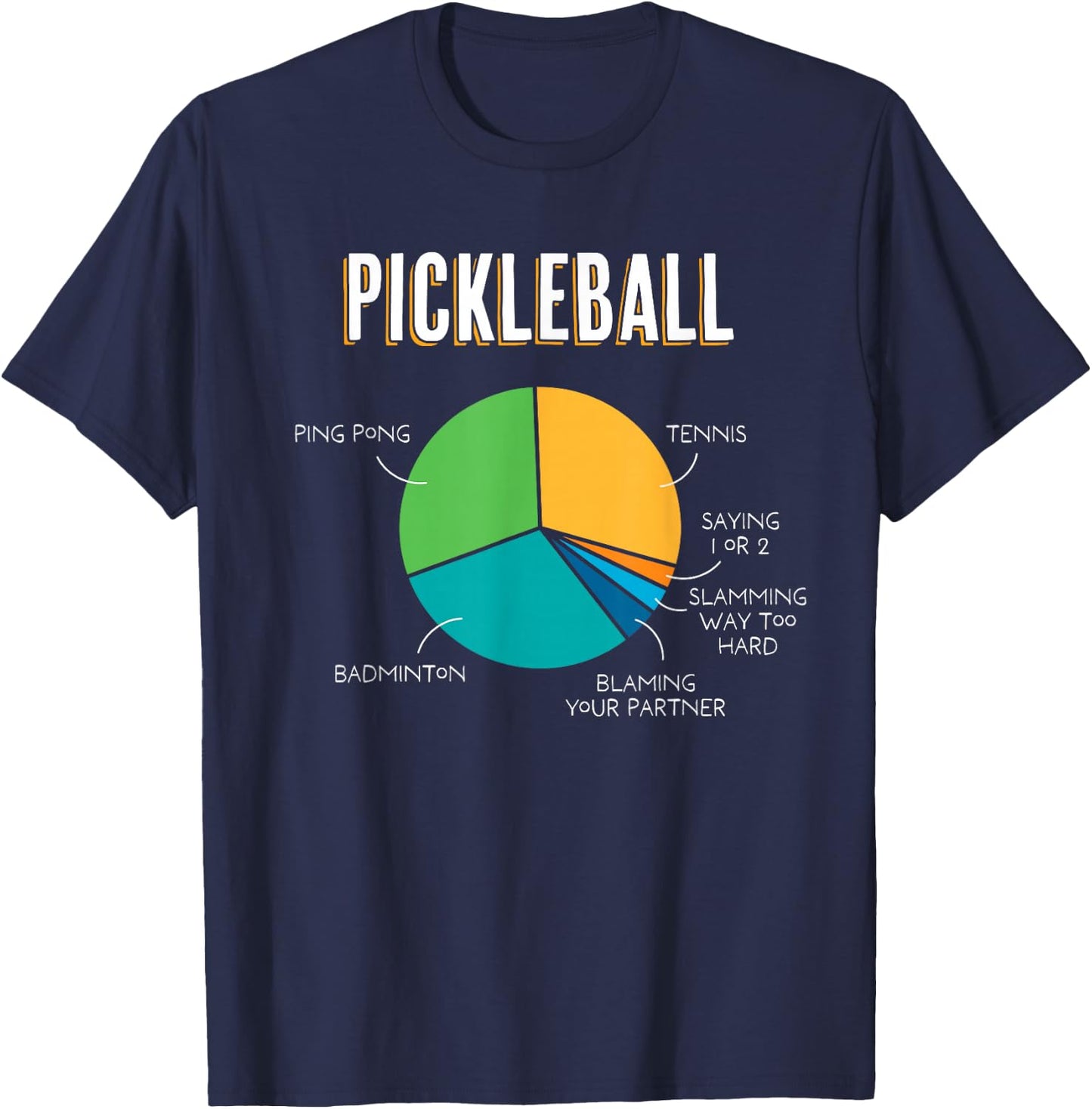 Pickleball Pie Chart 1 or 2 Slam Funny Pickleball T-Shirt - T-Shirt | Navy
