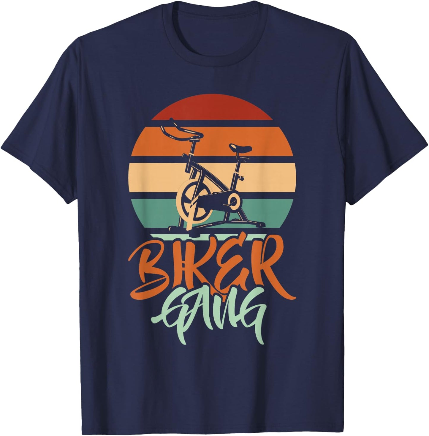 Biker Gang Retro Vintage Gym Cycling Fitness Indoor Bicycle T-Shirt - T-Shirt | Navy