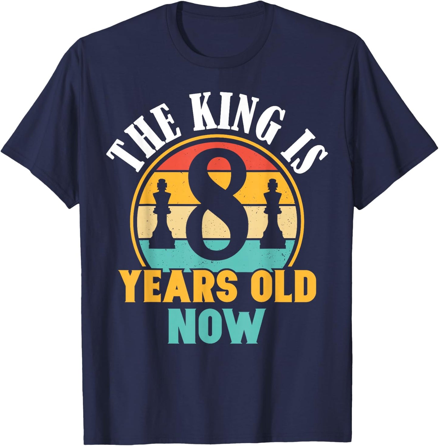 Chess Lover 8th Birthday Chess 8 Years Old Boy Birthday T-Shirt - T-Shirt | Navy
