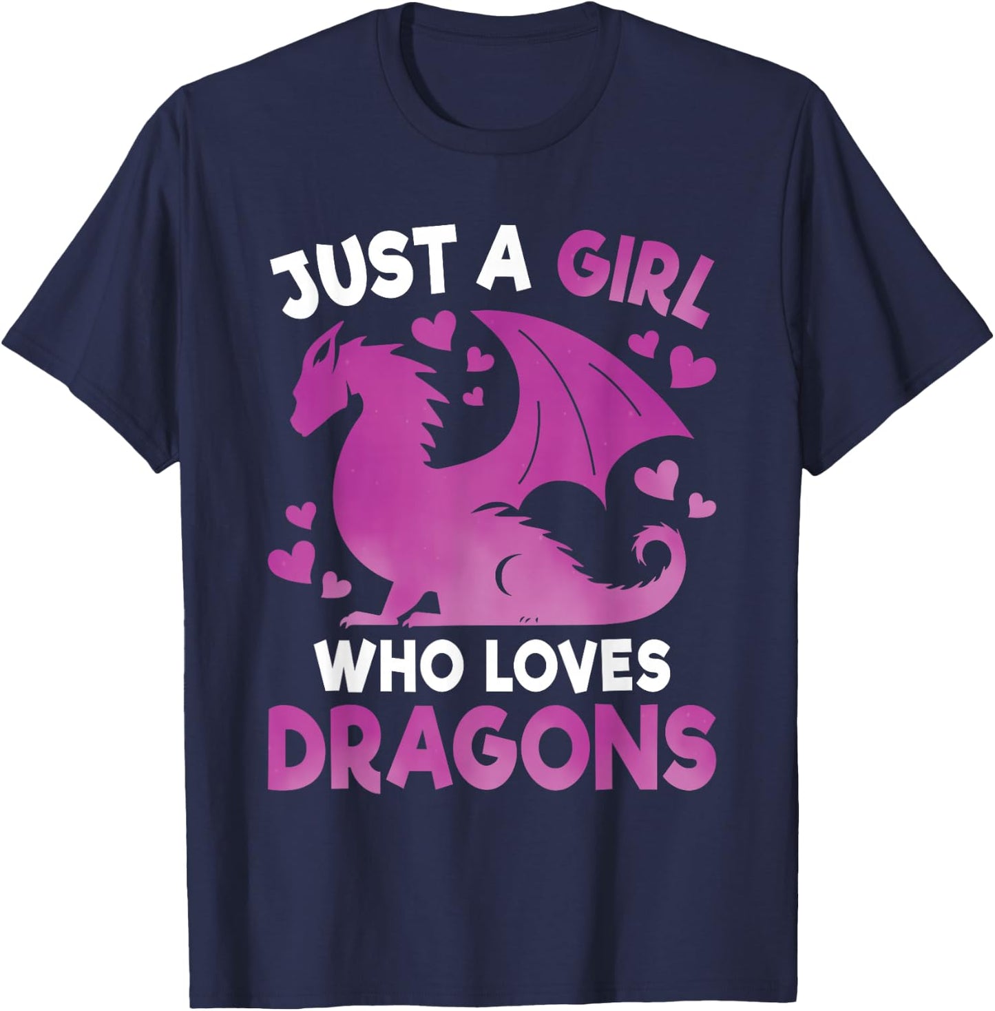 Just A Girl Who Loves Dragons Cute Dragon Lover Girls Kids T-Shirt - T-Shirt | Navy