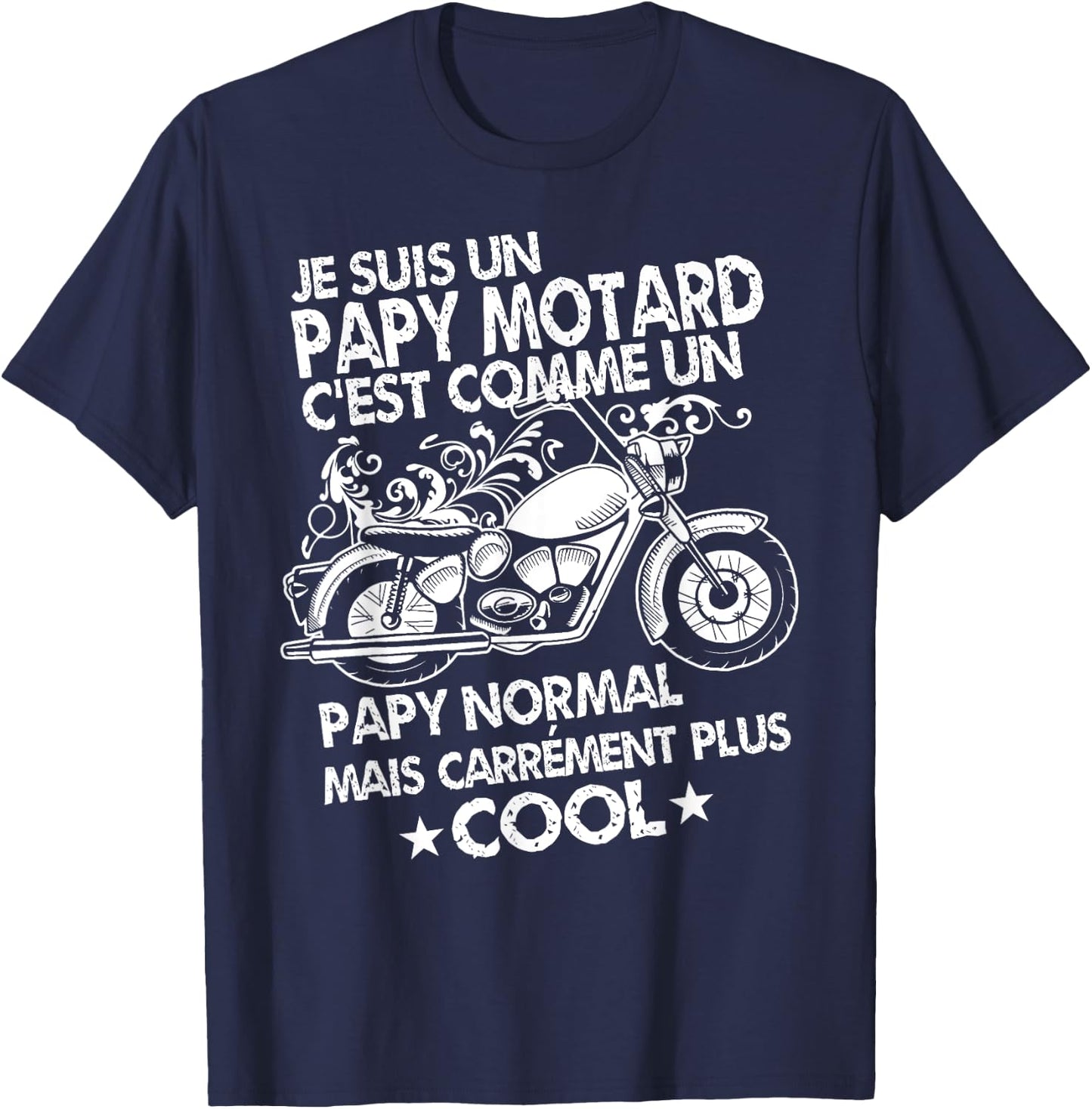 Papy Motard Gift for Motorcycle Papy Cool T-Shirt - T-Shirt | Navy