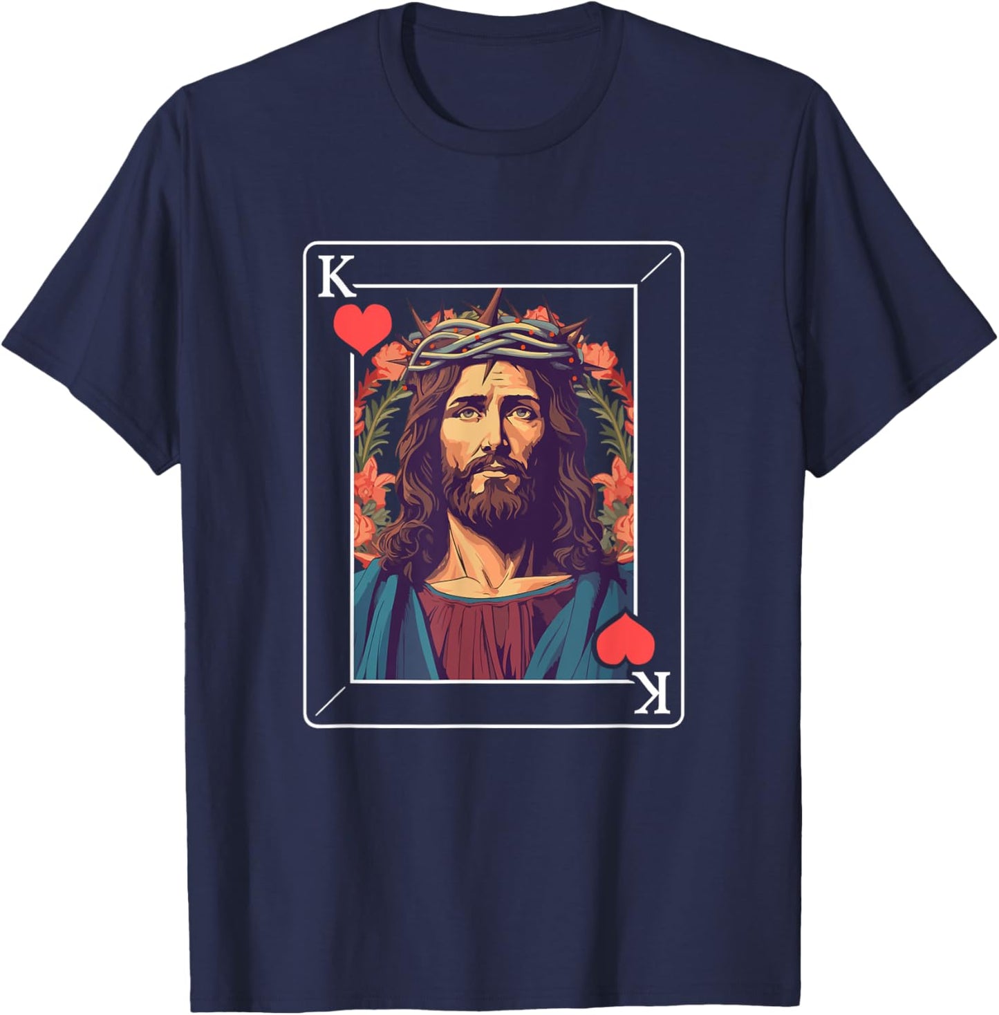 Jesus King of Hearts T-Shirt - T-Shirt | Navy