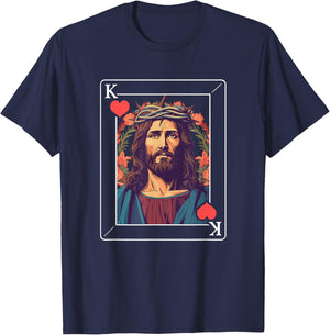 Jesus King of Hearts T-Shirt - T-Shirt | Navy