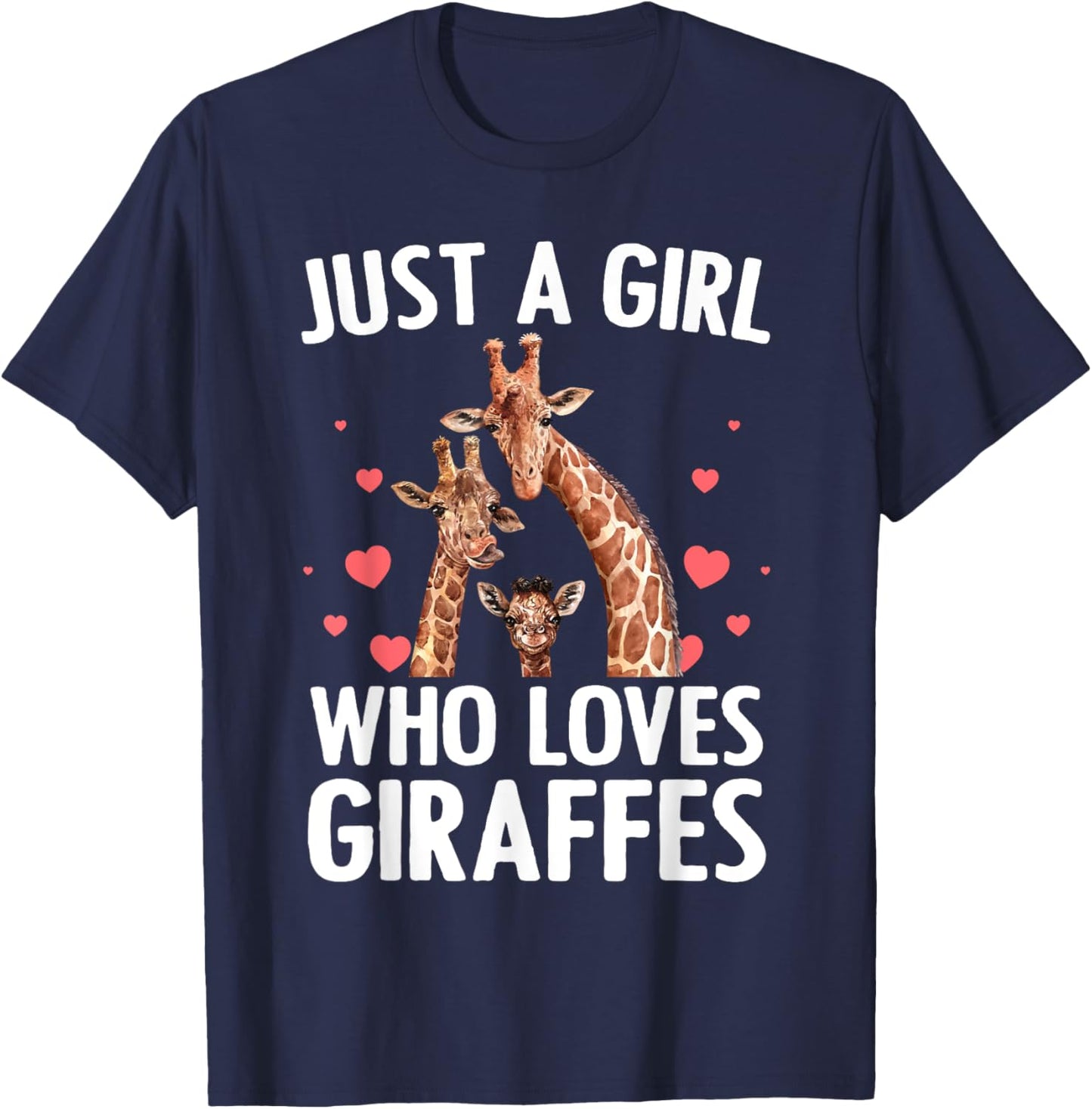 Cool Giraffe Girls Africa Safari Zoo Animal Lovers T-Shirt - T-Shirt | Navy