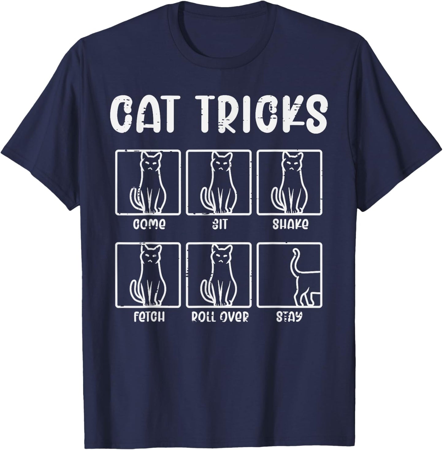 Cat Tricks Funny Feline Kitten Kitty Pet Owner Men Women Kid T-Shirt - T-Shirt | Navy