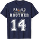 Custom Proud Football Brother Number 14 Personalized Men Boy T-Shirt - T-Shirt | Navy