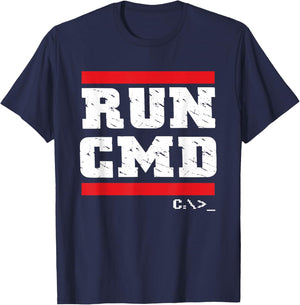 Run CMD | Programmer Coder | Computer Nerd T-Shirt - T-Shirt | Navy