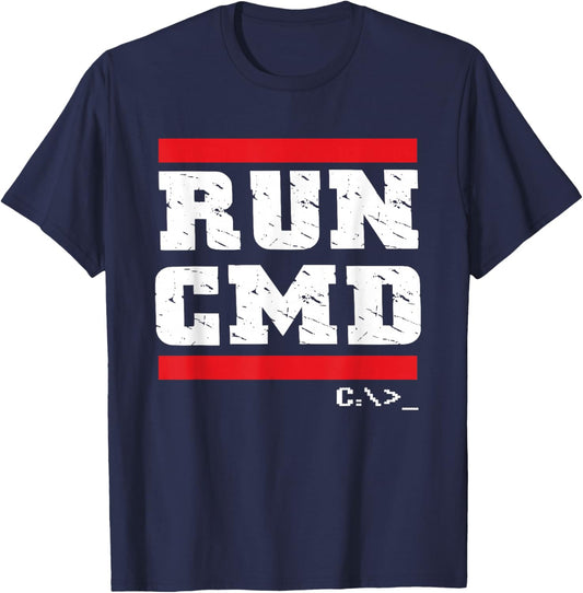 Run CMD | Programmer Coder | Computer Nerd T-Shirt - T-Shirt | Navy