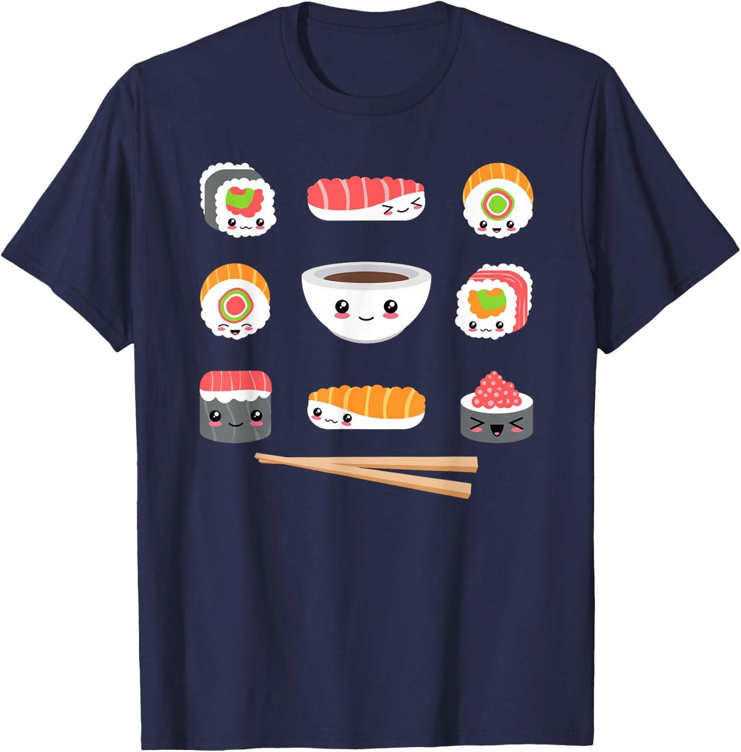 Funny Japanese Food Kawaii Sushi Lovers Anime Men Women Kids T-Shirt - T-Shirt | Navy