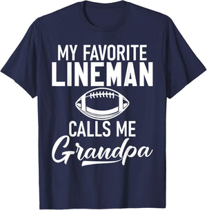 My favorite Lineman calls me Grandpa Football Lineman T-Shirt - T-Shirt | Navy