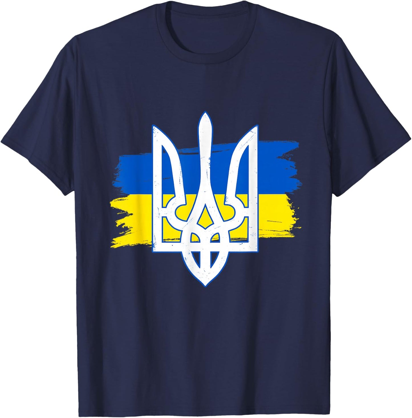 Ukraine Flag Trident - Ukrainian Tryzub Patriotic Women Kids Men T-Shirt - T-Shirt | Navy
