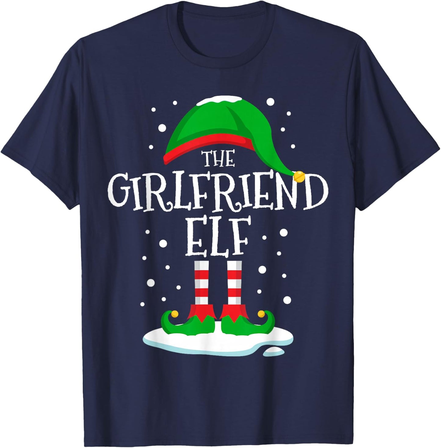 The Girlfriend Elf Christmas Family Matching Xmas Couples T-Shirt - T-Shirt | Navy