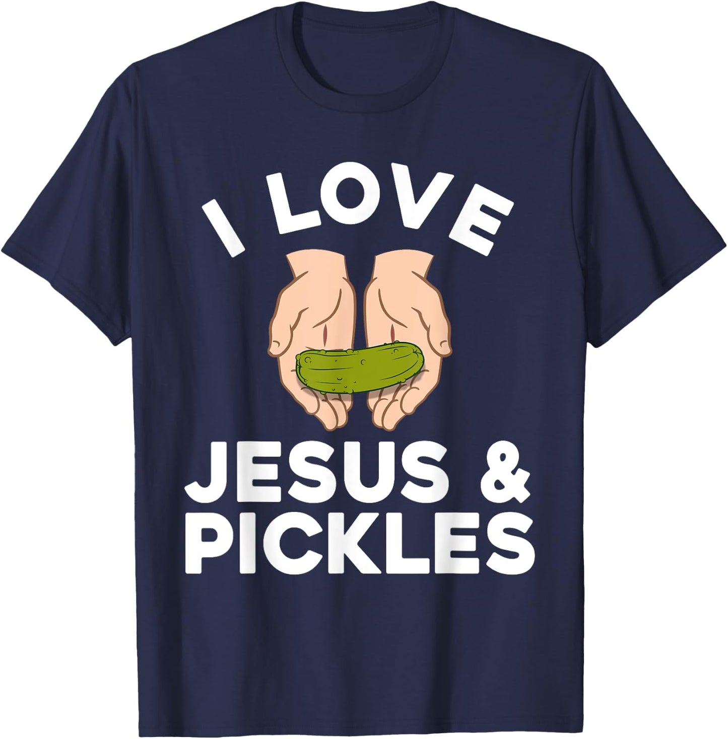 Cute Pickle Design Women Kids Jesus Pickle Lovers T-Shirt - T-Shirt | Navy
