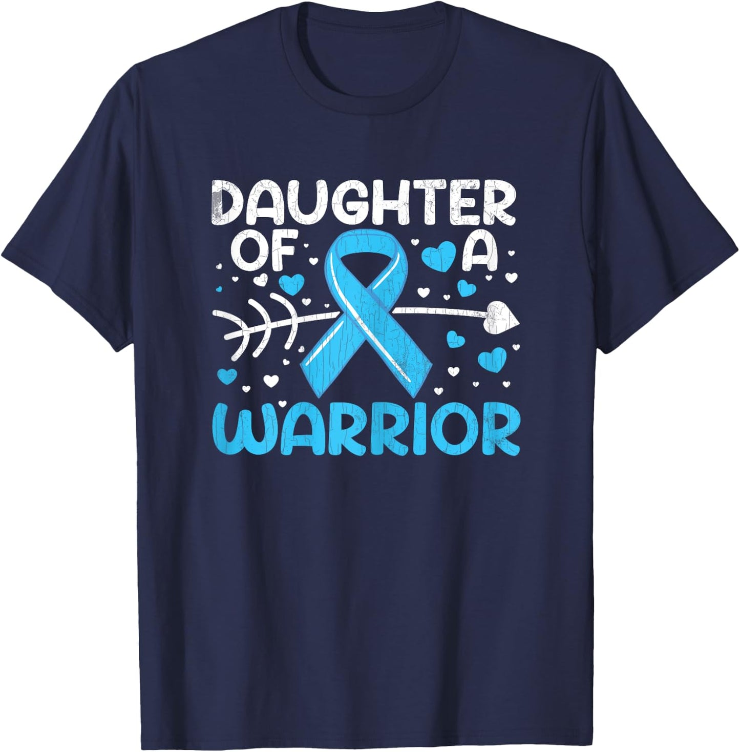 Daughter Of Warrior Prostate Cancer Awareness Blue Graphic T-Shirt - T-Shirt | Navy