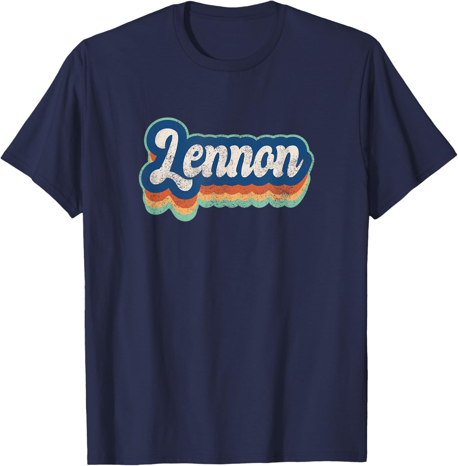 Lennon First Name Boy Vintage Style 70s 80s Personalized T-Shirt - T-Shirt | Navy
