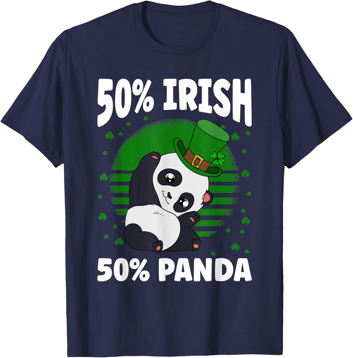 St. Patrick's Day Panda 50 % Irish 50 % Panda T-Shirt - T-Shirt | Navy