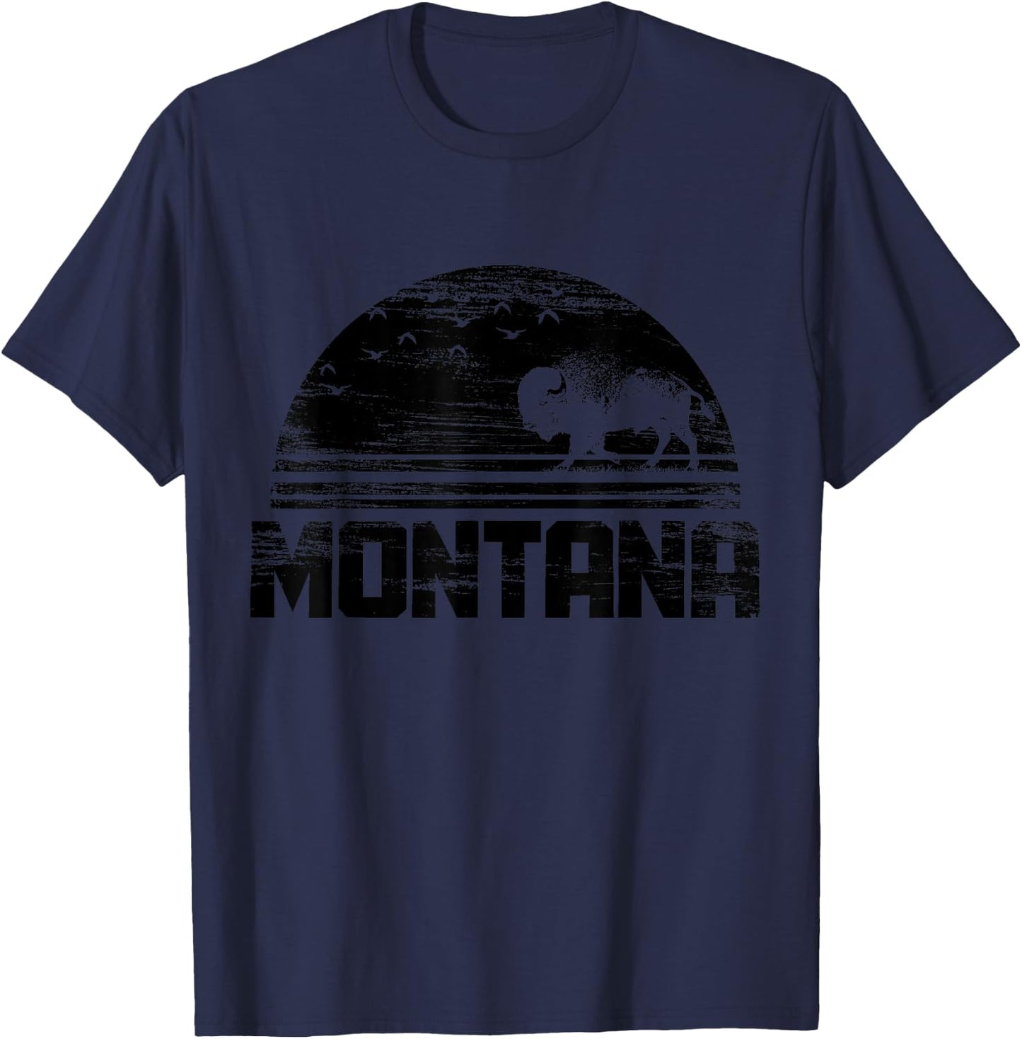 Montana Bison American Buffalo National Park Pride Vintage T-Shirt - T-Shirt | Navy