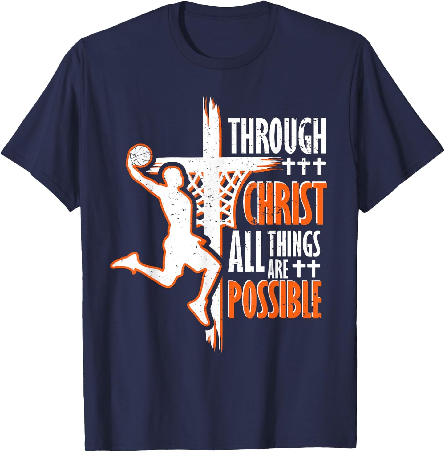 Christian basketball jesus christ basketball religious funny T-Shirt - T-Shirt | Navy