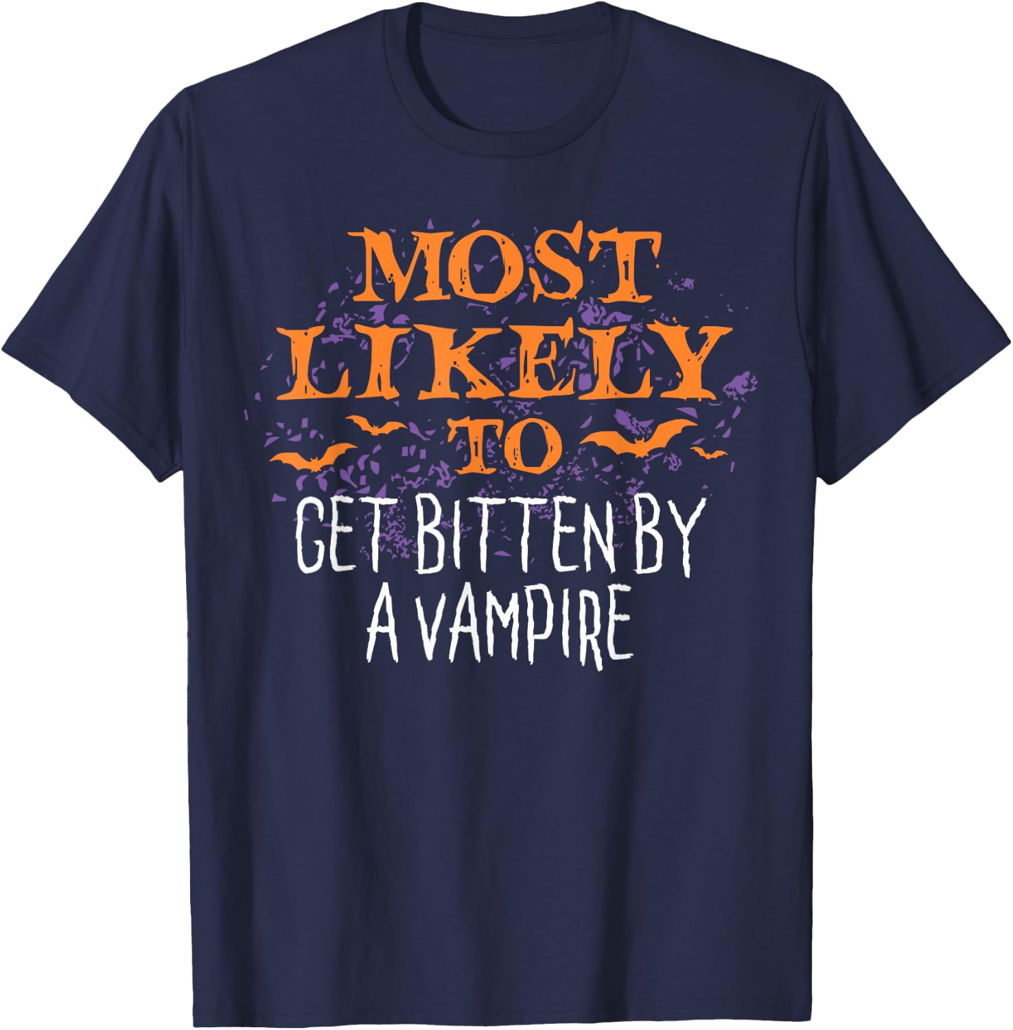 Most Likely To Halloween Get Bitten By A Vampire Matching T-Shirt - T-Shirt | Navy