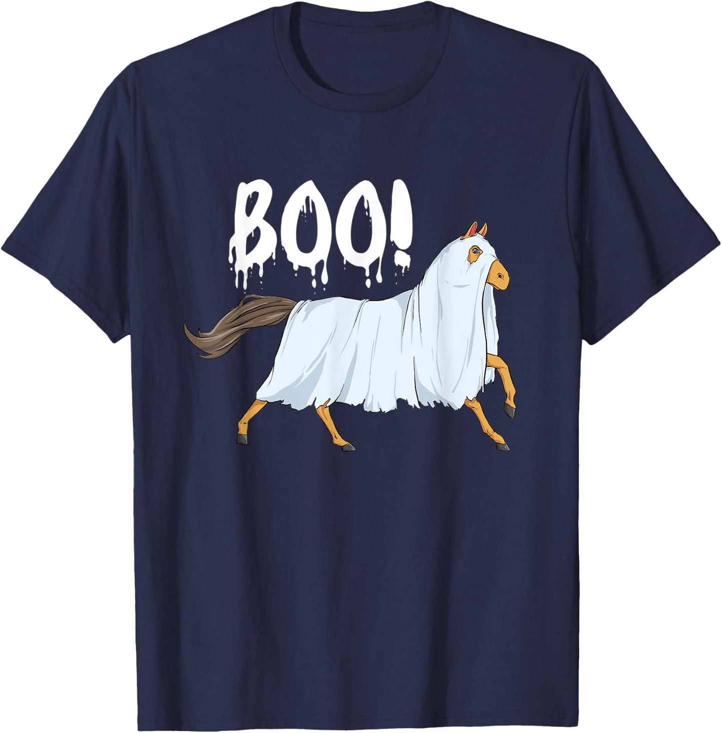 Boo - Halloween Horse Horses Horseback Riding Equestrian T-Shirt - T-Shirt | Navy