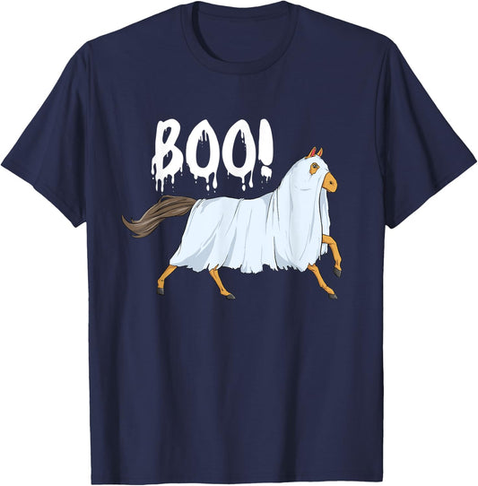 Boo - Halloween Horse Horses Horseback Riding Equestrian T-Shirt - T-Shirt | Navy