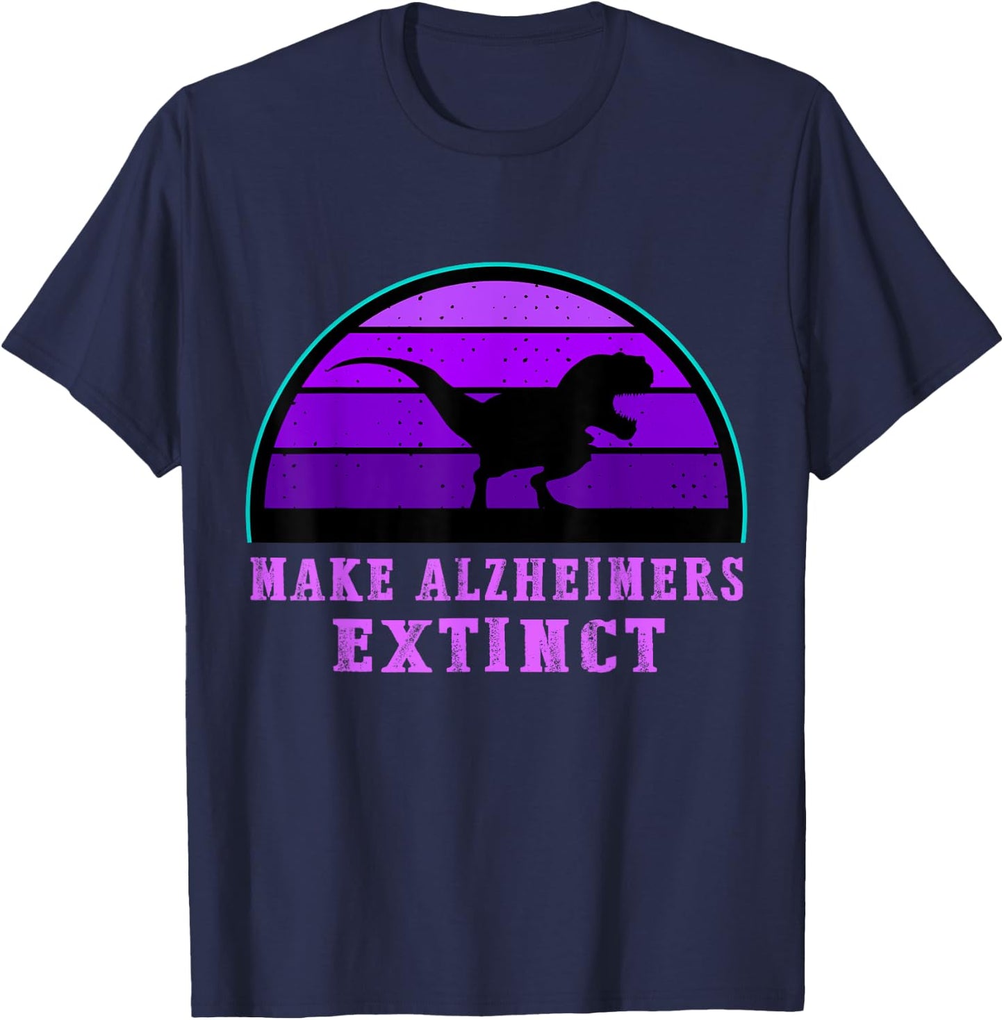 Trex Dinosaur Make Alzheimers Extinct Awareness Kid Support T-Shirt - T-Shirt | Navy