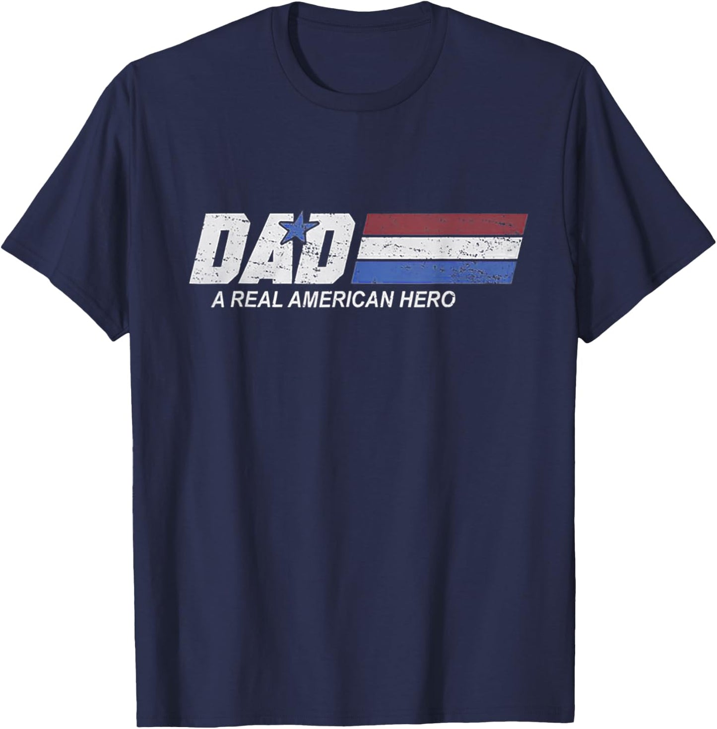 Funny Dad Vintage American Hero Fathers Day Dad US Veteran T-Shirt - T-Shirt | Navy