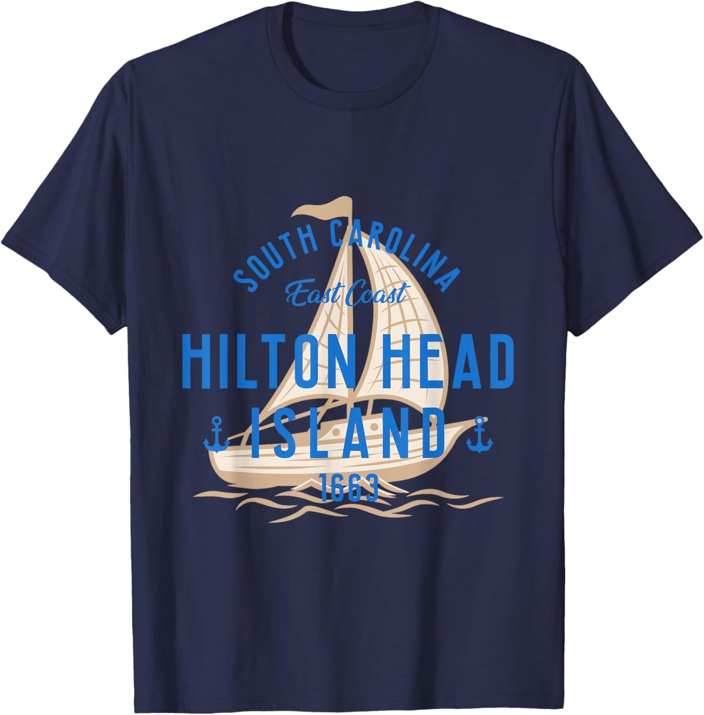 Vintage Sailboat Hilton Head South Carolina Marine Retro T-Shirt - T-Shirt | Navy