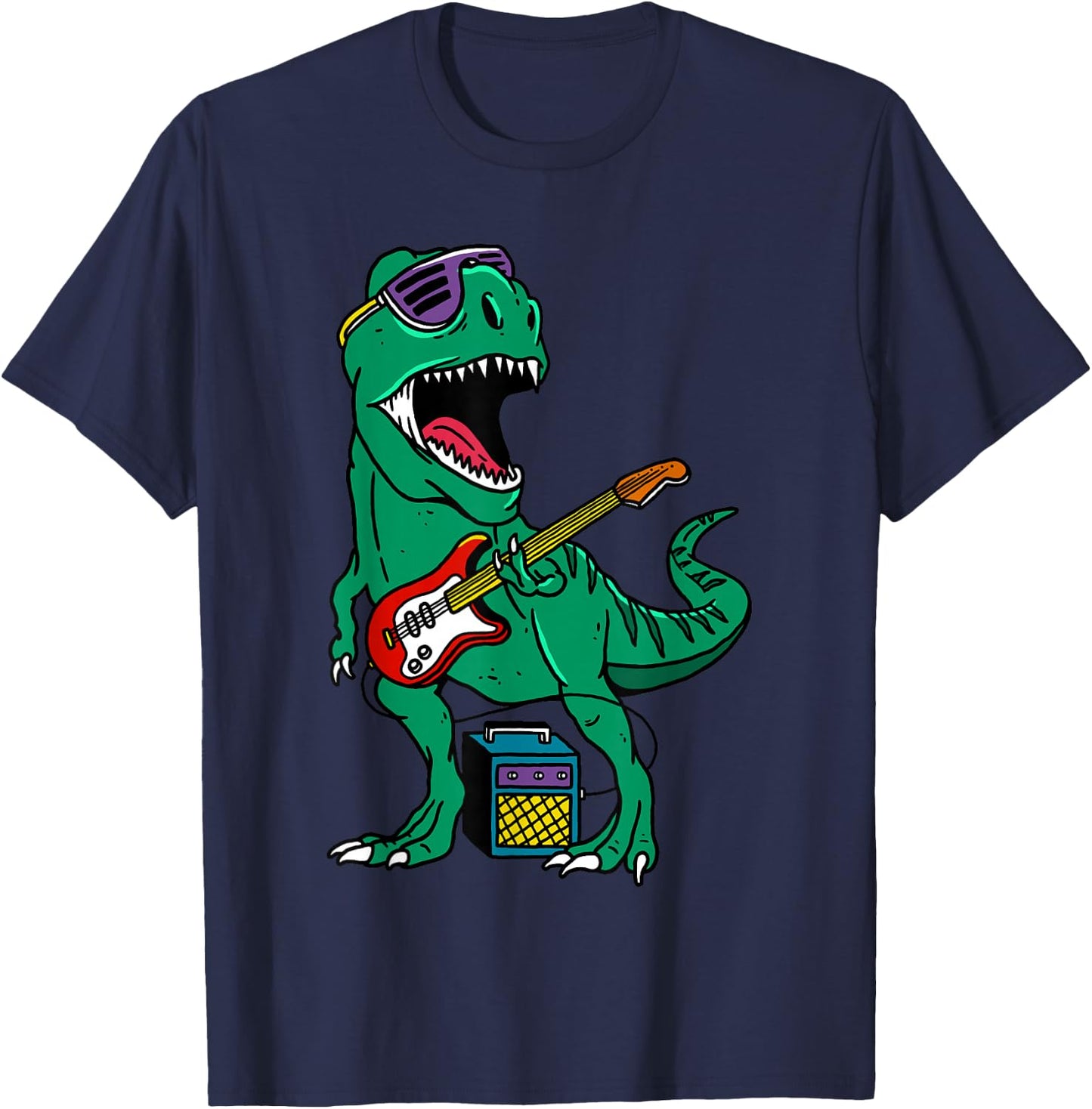 Dinosaur Rock'n Roll Dino Rock, Rocking Dinosaur Rock Bands T-Shirt - T-Shirt | Navy
