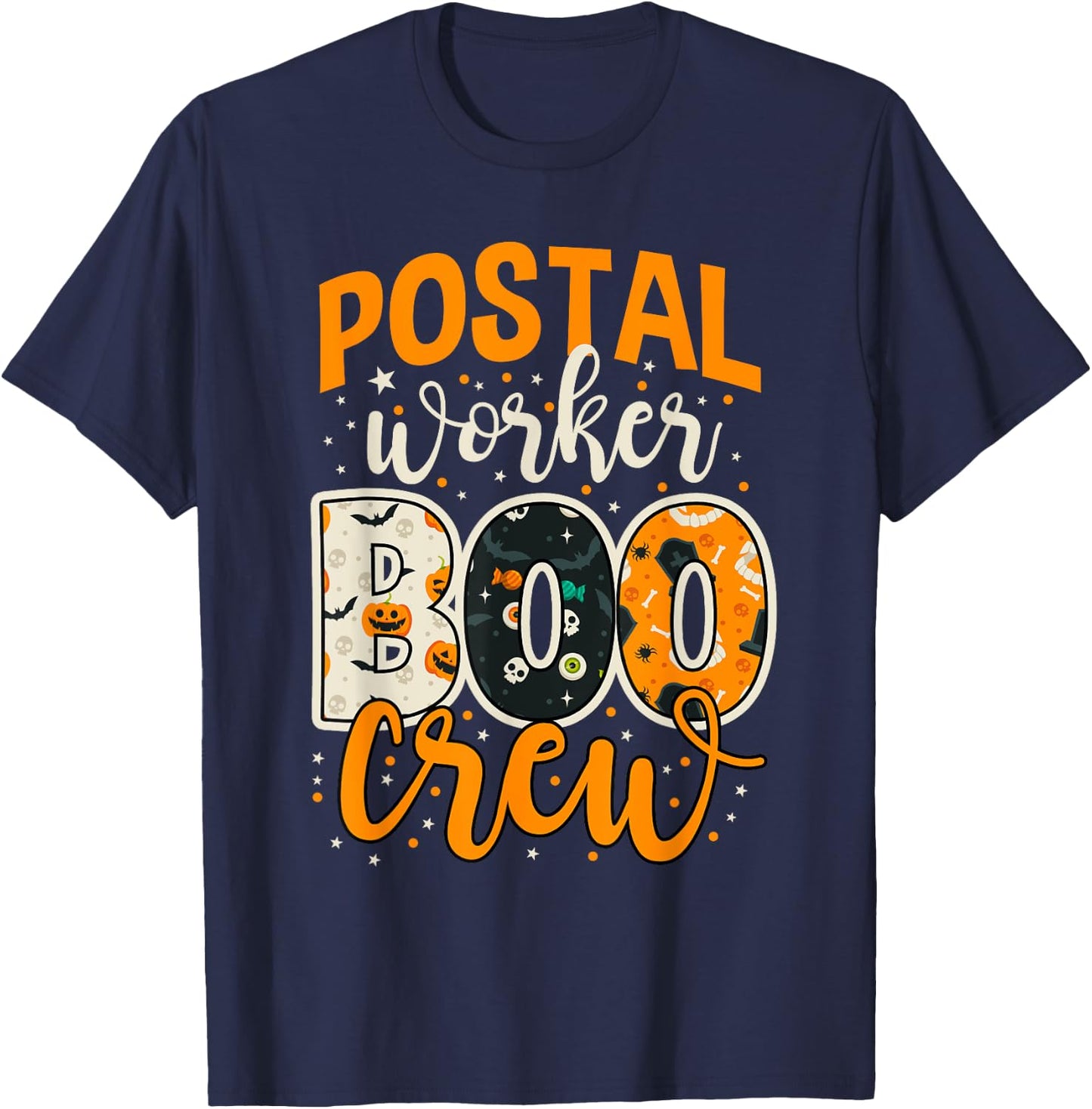 Postal Worker Boo Crew Funny Halloween Postal Worker T-Shirt - T-Shirt | Navy