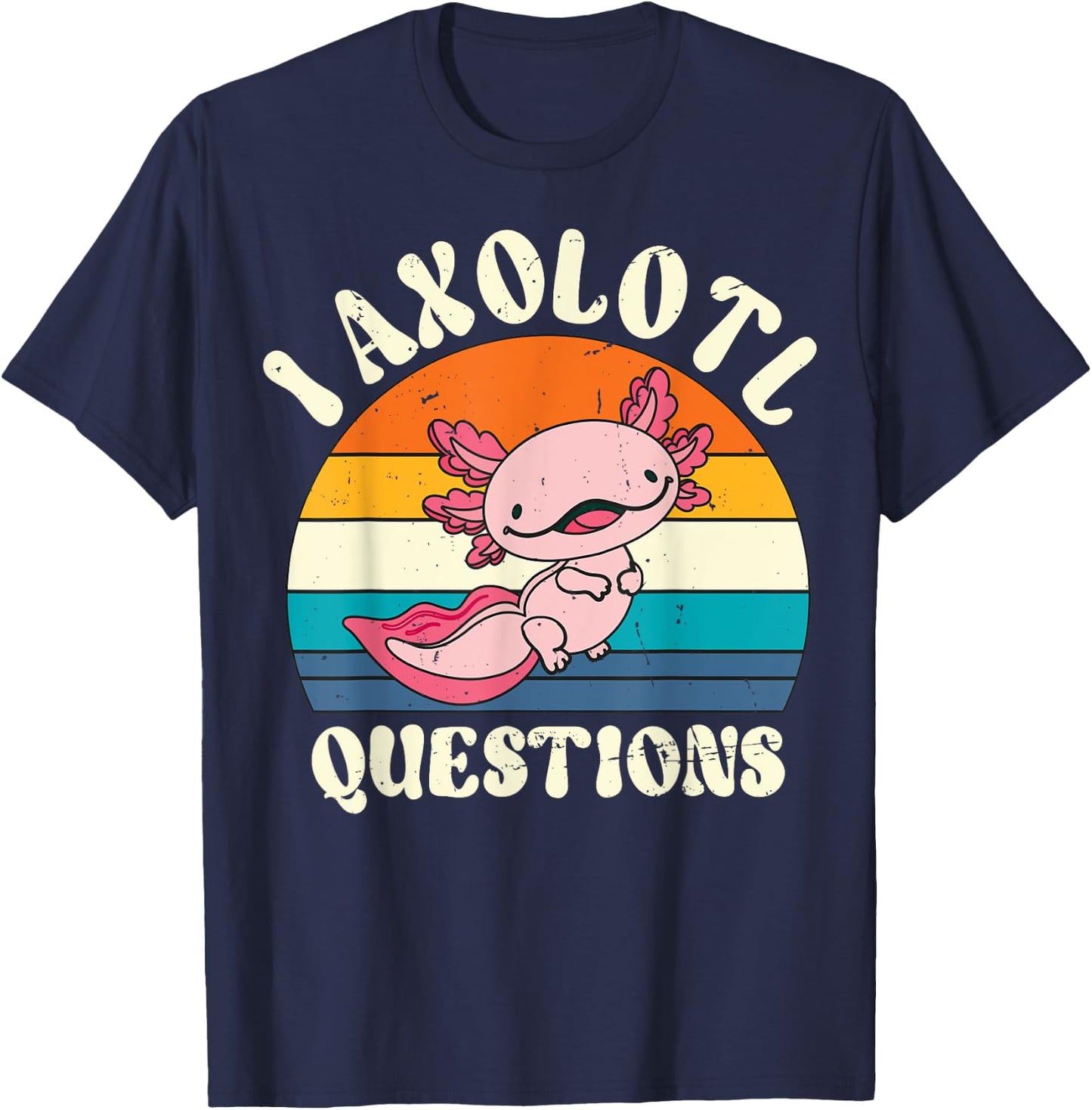 Vintage I Axolotl Questions Cute Axolotl Kids Novelty T-Shirt - T-Shirt | Navy