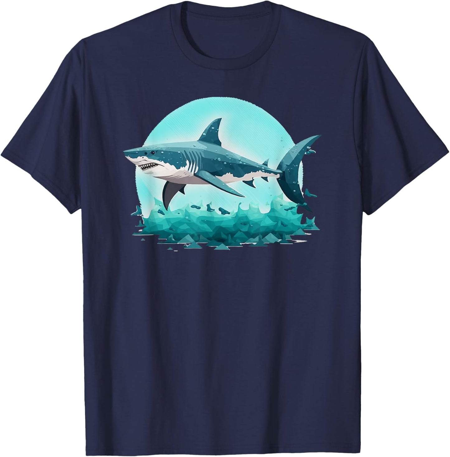 White Great Shark Open Ocean T-Shirt - T-Shirt | Navy