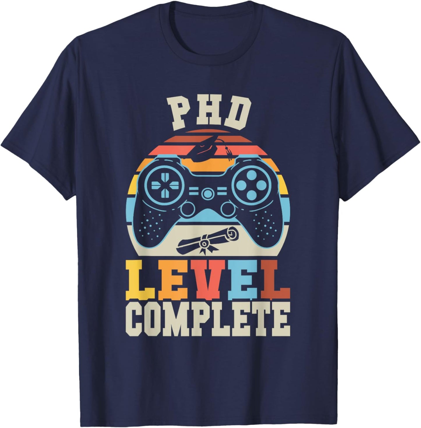 PHD Level Complete Retro Gamer Doctorate Graduation 2025 T-Shirt - T-Shirt | Navy