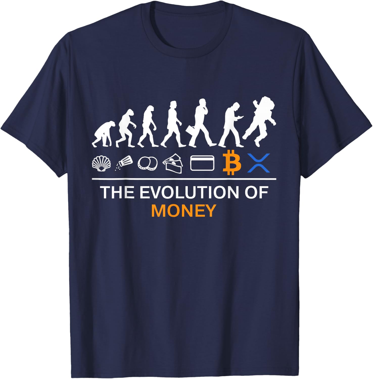 The Evolution Of Money Funny Bitcoin Ripple XRP To The Moon T-Shirt - T-Shirt | Navy