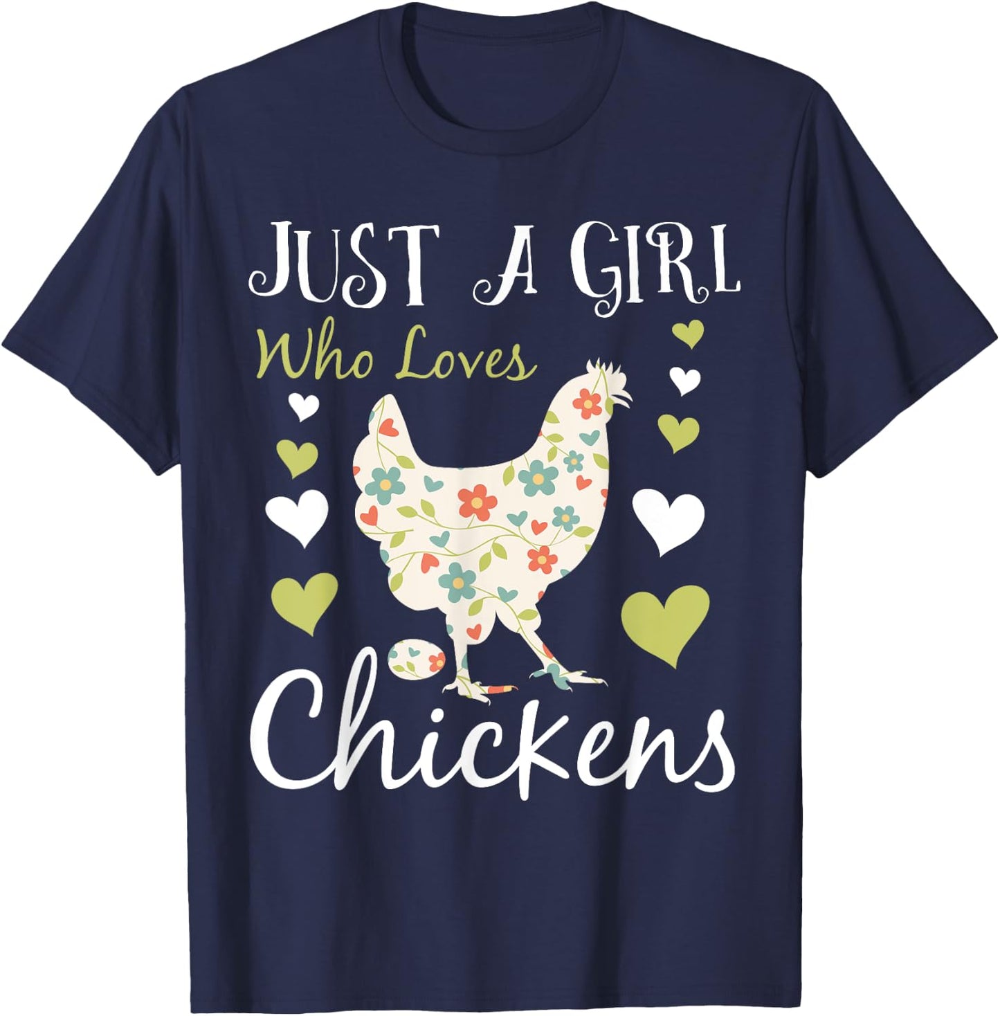 Cool Chicken Design Girls Chicken Farmer Lovers T-Shirt - T-Shirt | Navy