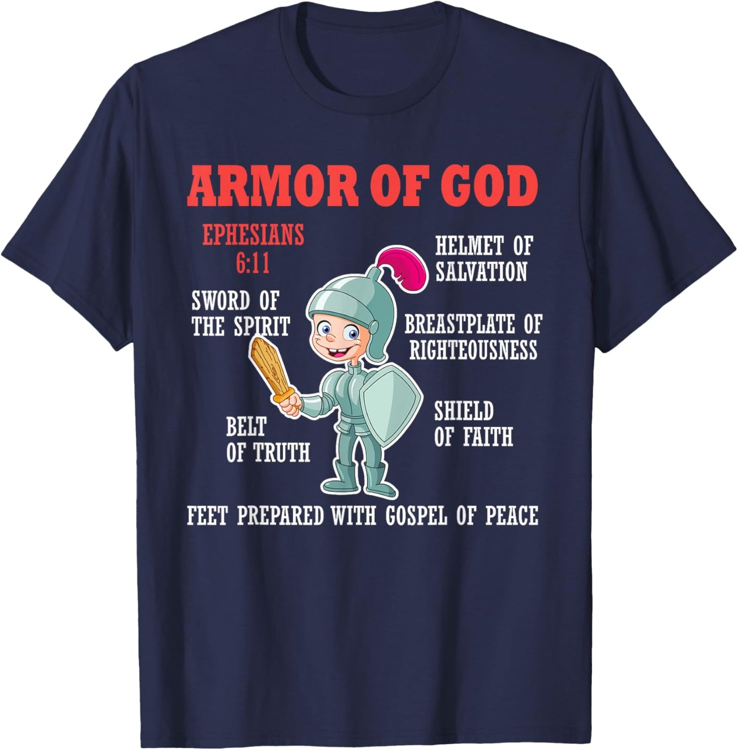 Put On The Full Armor Of God Bible Chapters For Kids T-Shirt - T-Shirt | Navy