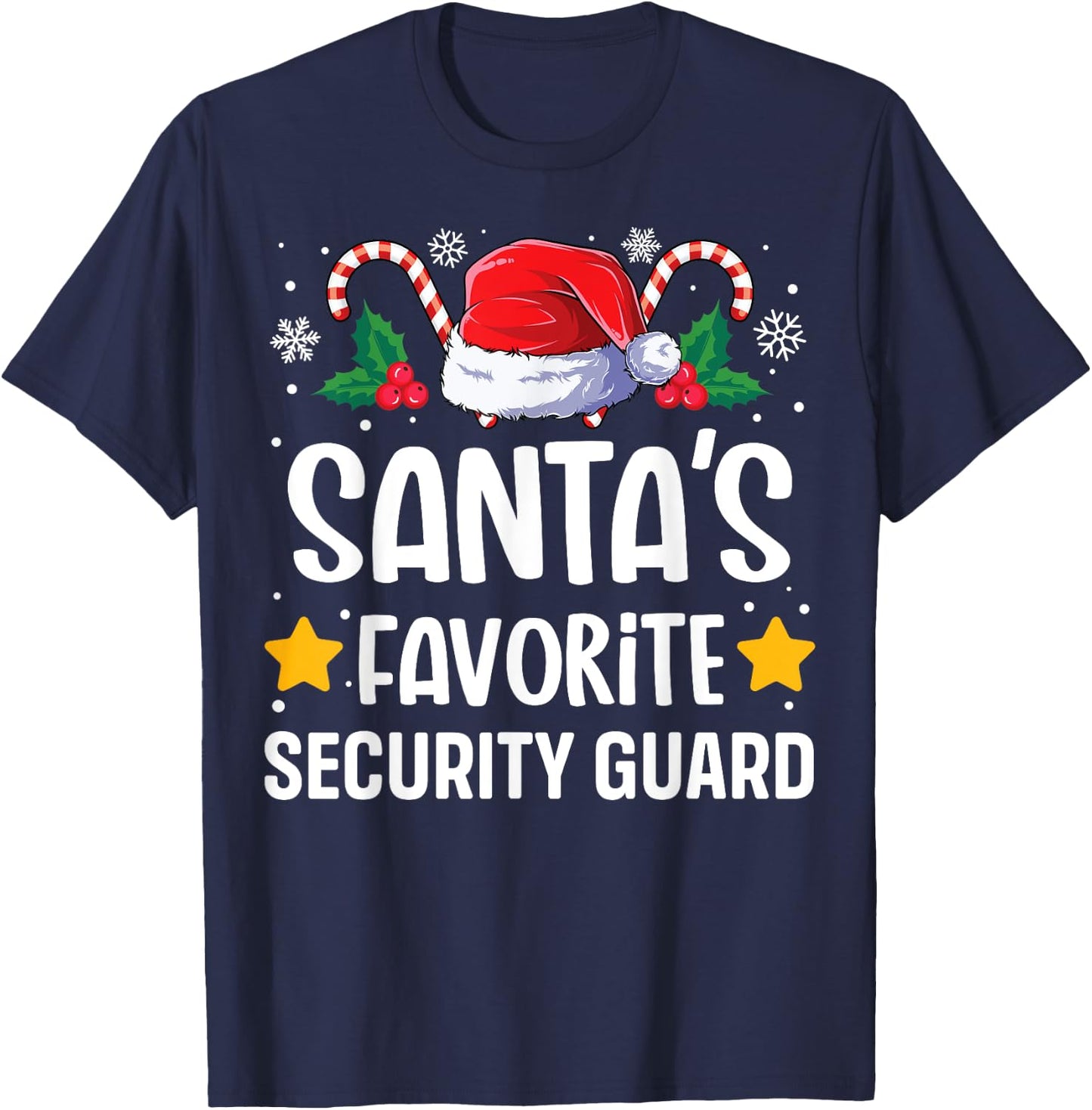 Santas Favorite Security Guard Christmas Matching Group Pj T-Shirt - T-Shirt | Navy