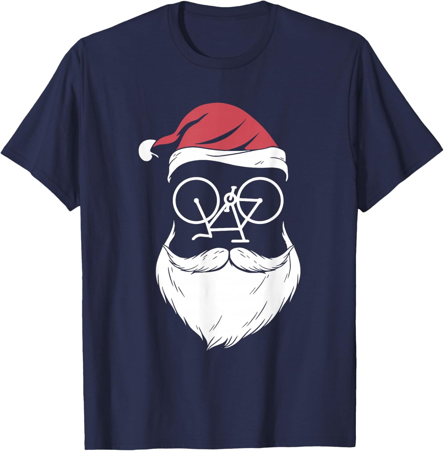 Santa Bike Sunglasses Christmas Pajama Cycling Biker Cyclist T-Shirt - T-Shirt | Navy