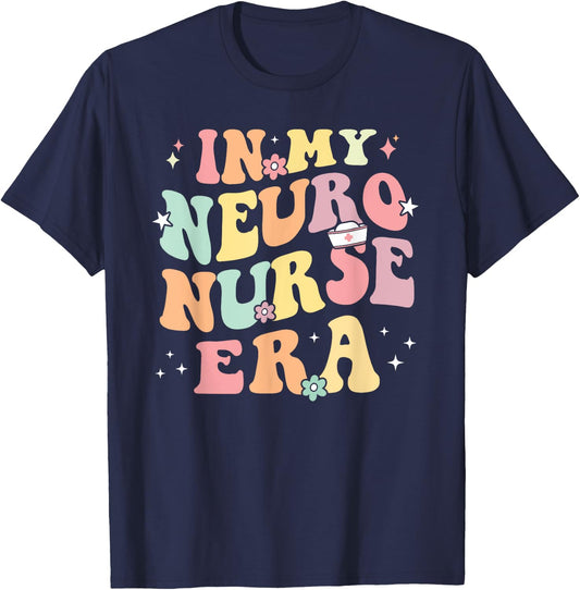 In My Neuro Nurse Era Retro Neuroscience Neurology Nursing T-Shirt - T-Shirt | Navy