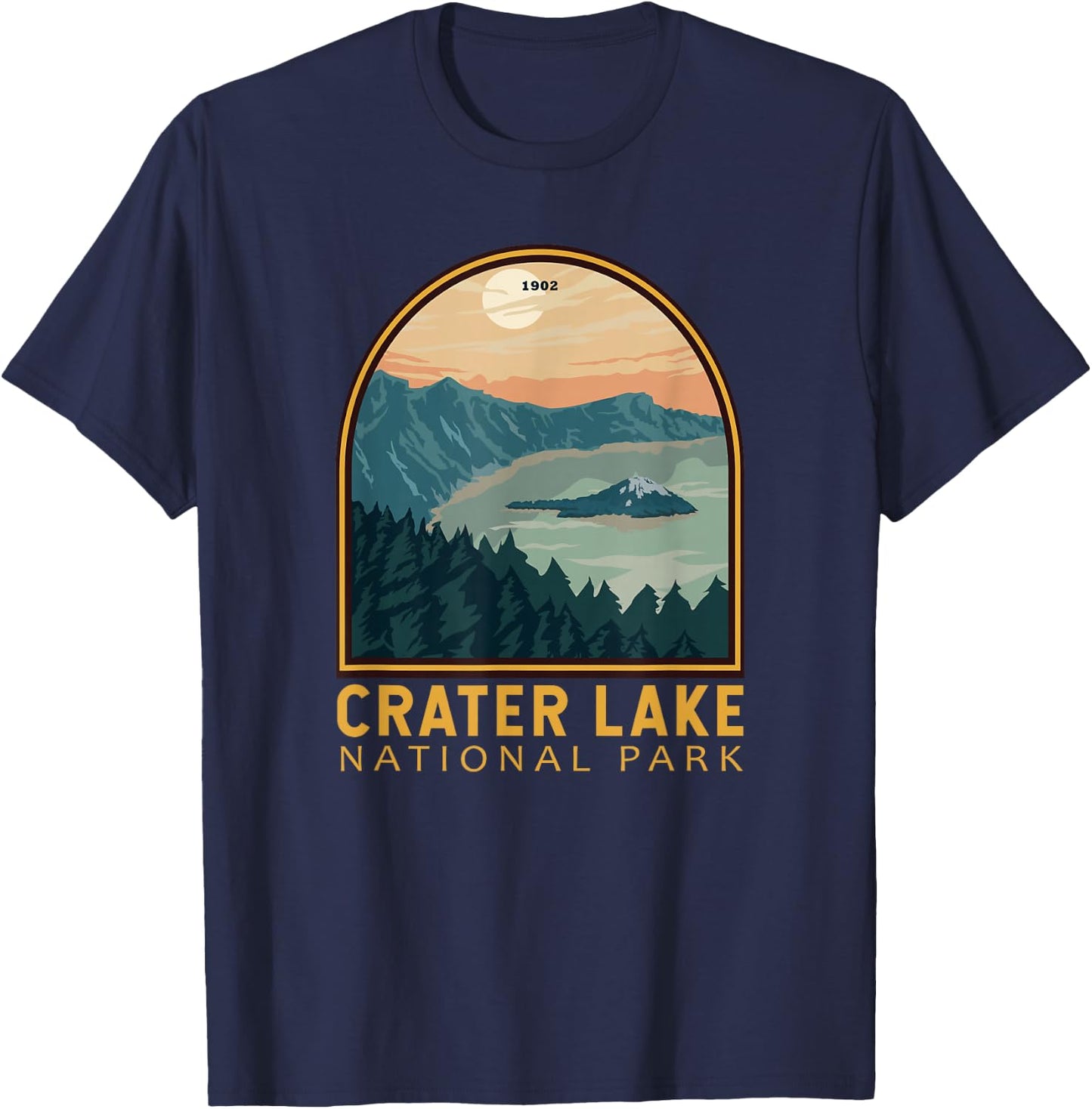 Crater Lake National Park Vintage Emblem T-Shirt - T-Shirt | Navy
