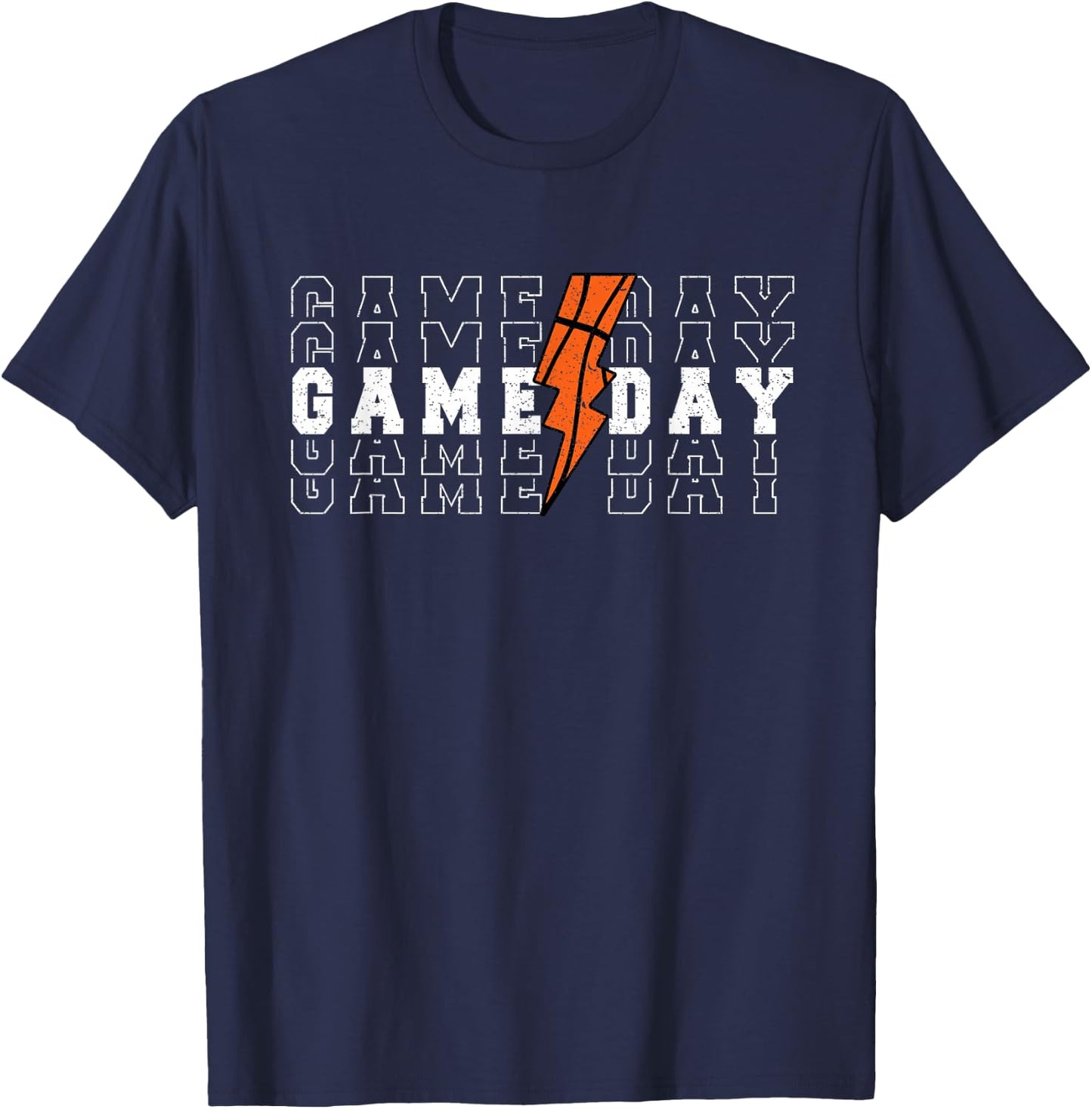 Game Day Basketball Lightning Sport Player Coach Supporter T-Shirt - T-Shirt | Navy
