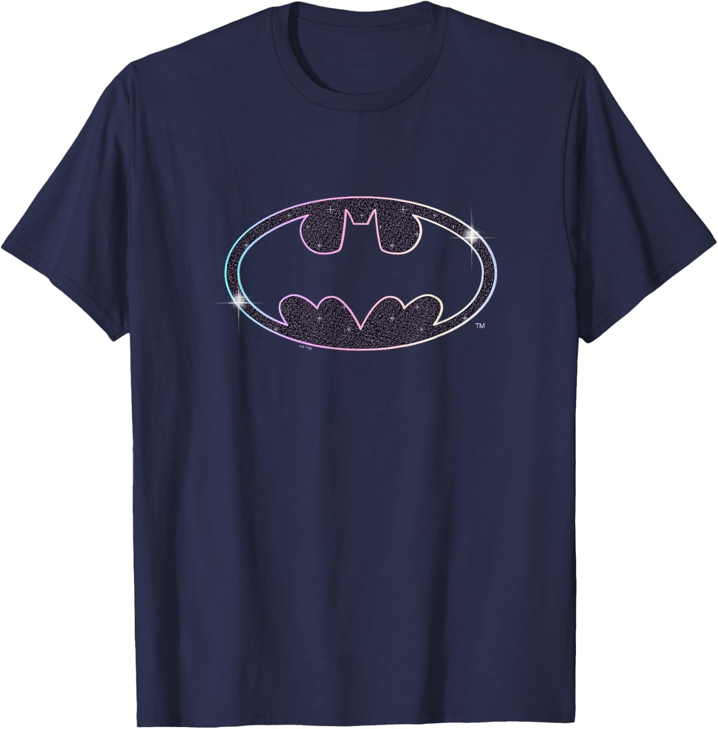 DC Comics Batman Colorful Shimmering Bat-Symbol Outline Logo T-Shirt - T-Shirt | Navy