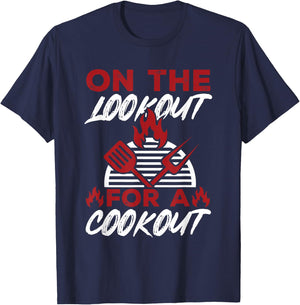 BBQ Barbeque - On The Lookout For A Cookout T-Shirt - T-Shirt | Navy