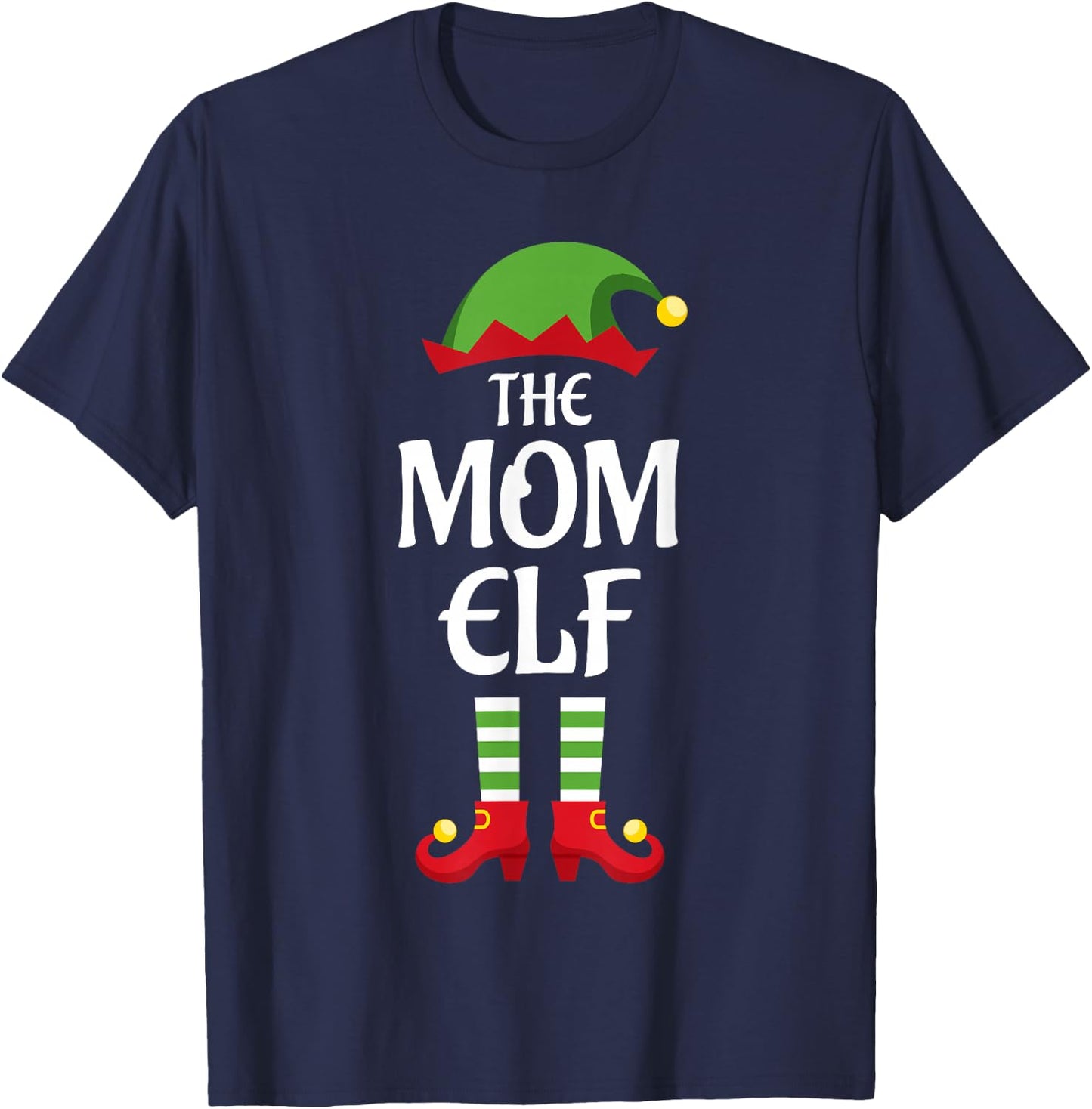 Mom Elf Family Matching Group Christmas T-Shirt - T-Shirt | Navy