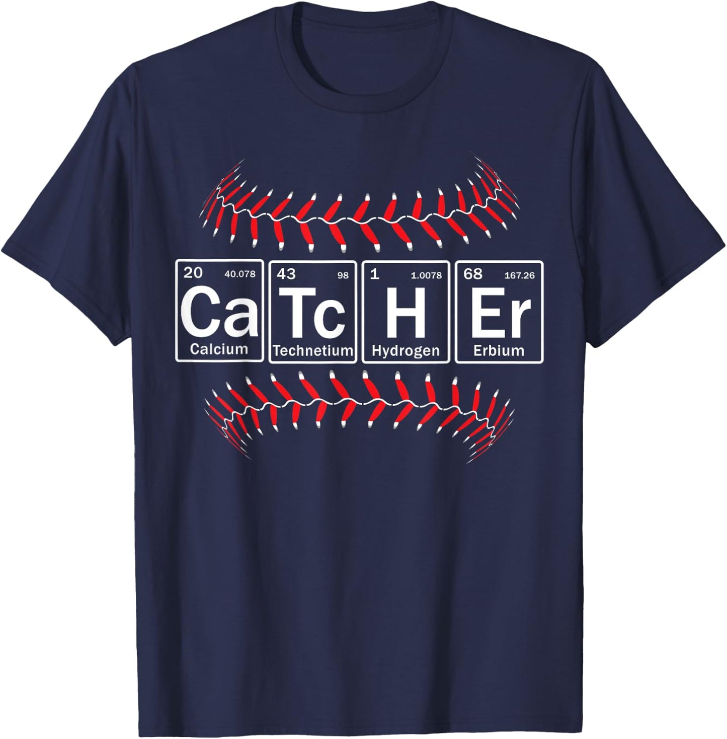 Baseball Catcher in Periodic Table Elements Funny Softball T-Shirt - T-Shirt | Navy